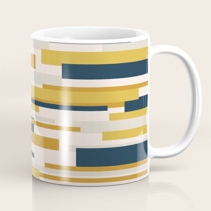 Wright Mid-Century Modern Abstract in Mustard Yellow, Navy Blue, Pale Blush Coffee Mug Gallery Image 1