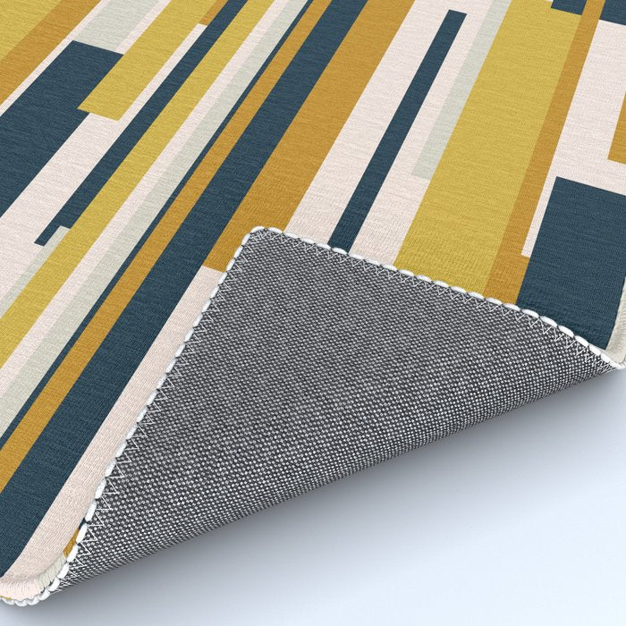 Wright Mid-Century Modern Abstract in Mustard Yellow, Navy Blue, Pale Blush Rug Gallery Image 4