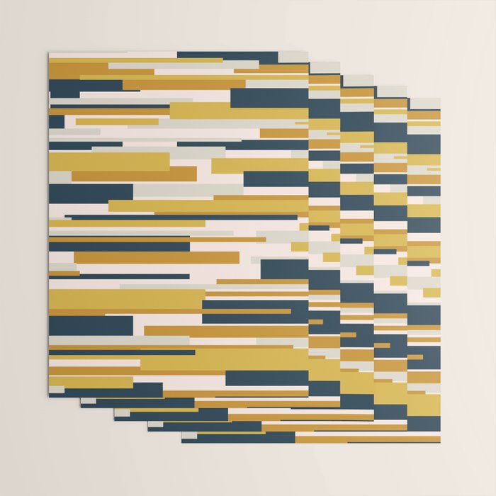 Wright Mid-Century Modern Abstract in Mustard Yellow, Navy Blue, Pale Blush Wrapping Paper Gallery Image 3
