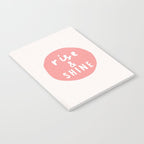 Rise and Shine inspirational quote typography wall art home decor in peach pink Notebook Gallery Image 2