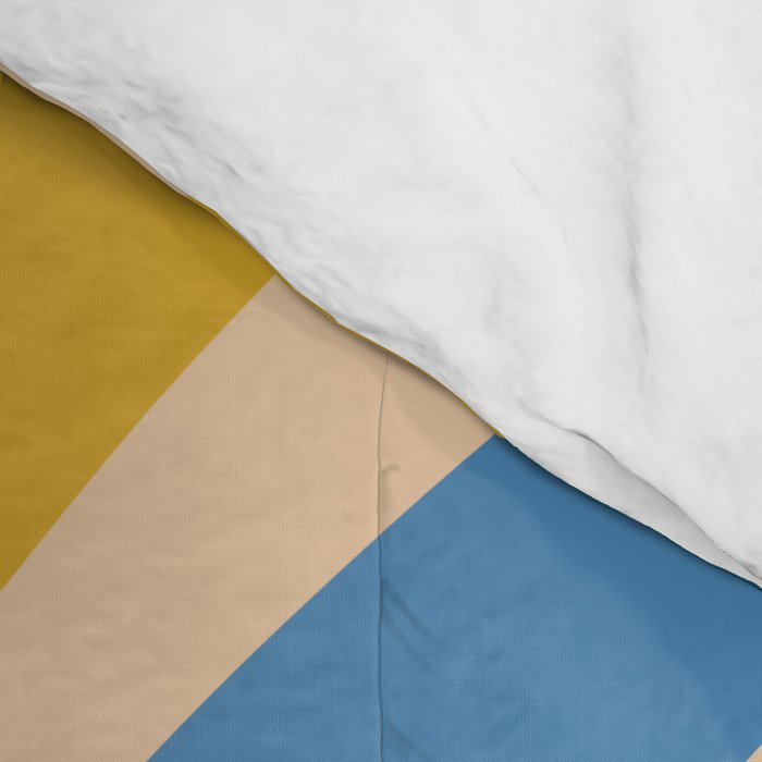 Wavy Loops Abstract Pattern 3 Blue Green Mustard Beige Comforter Gallery Image 4