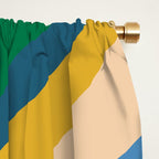 Wavy Loops Abstract Pattern 3 Blue Green Mustard Beige Window Curtain Gallery Image 2