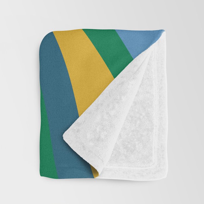 Wavy Loops Abstract Pattern 3 Blue Green Mustard Beige Throw Blanket Gallery Image 3