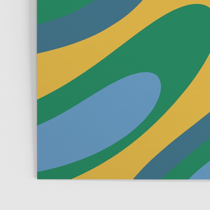 Wavy Loops Abstract Pattern 3 Blue Green Mustard Beige Poster Gallery Image 3
