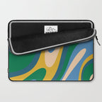 Wavy Loops Abstract Pattern 3 Blue Green Mustard Beige Laptop Sleeve Gallery Image 2
