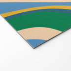 Wavy Loops Abstract Pattern 3 Blue Green Mustard Beige Welcome Mat Gallery Image 2