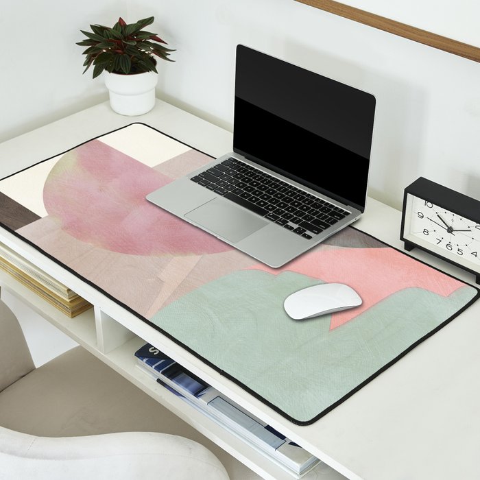 mid century scandi winter shapes painted 3 Desk Mat Gallery Image 2