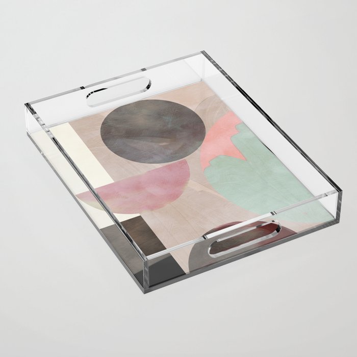 mid century scandi winter shapes painted 3 Acrylic Tray Gallery Image 1