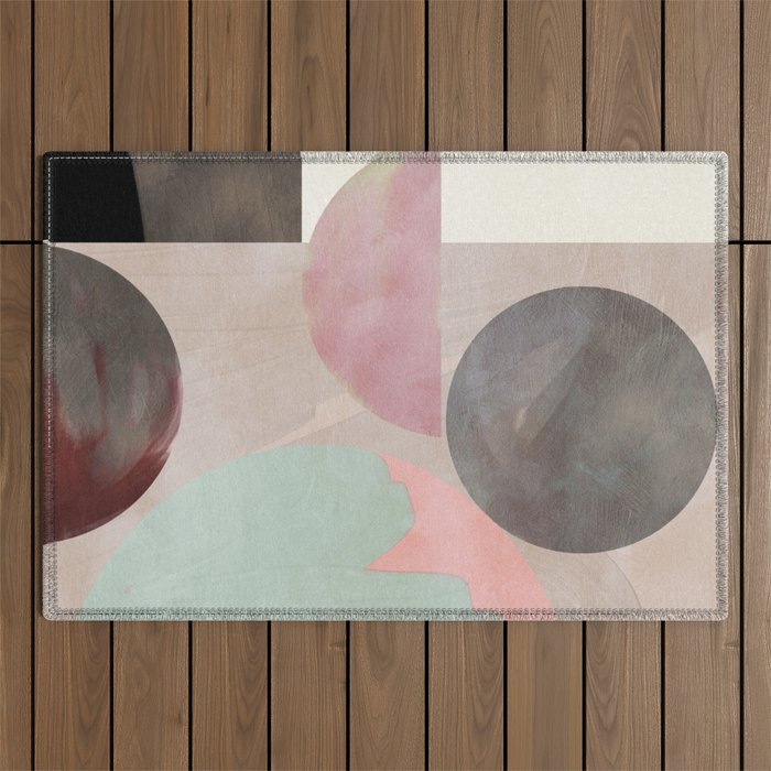 mid century scandi winter shapes painted 3 Outdoor Rug Gallery Image 1