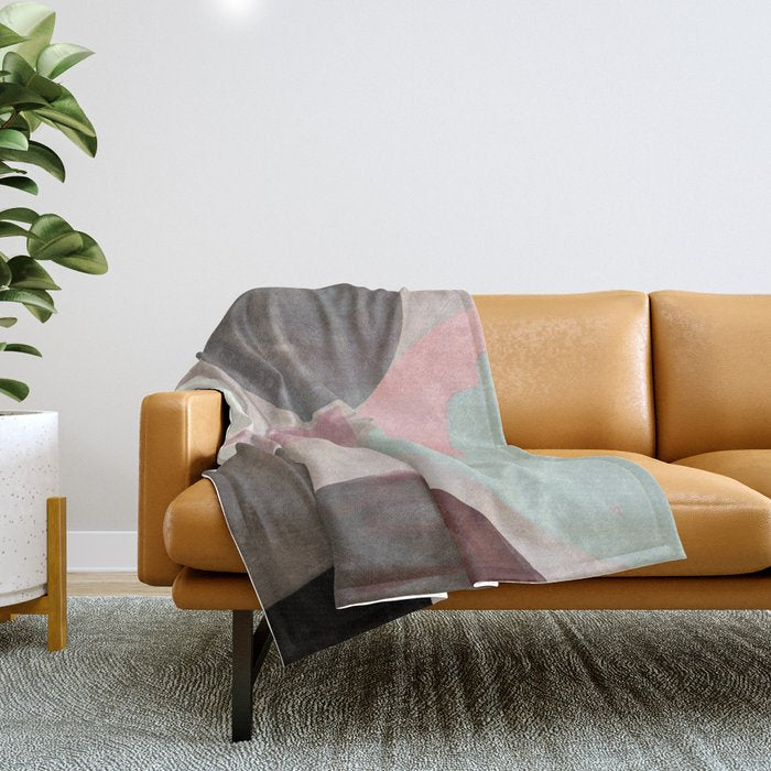 mid century scandi winter shapes painted 3 Throw Blanket Gallery Image 1