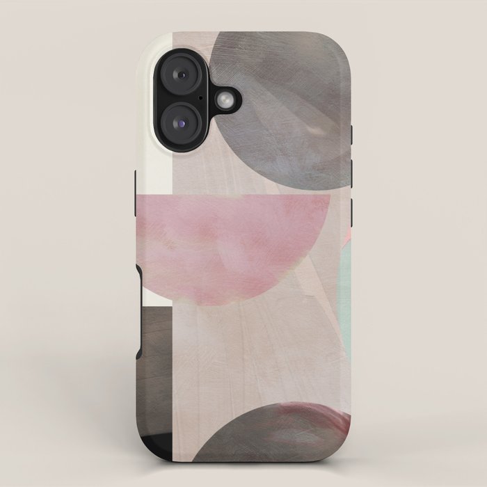 mid century scandi winter shapes painted 3 iPhone Case Gallery Image 1