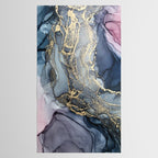Blush, Payne's Gray and Gold Metallic Abstract Tablecloth Gallery Image 2