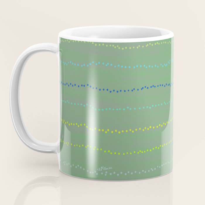 Minimal Doodle Dots in Sage Green Coffee Mug Gallery Image 3