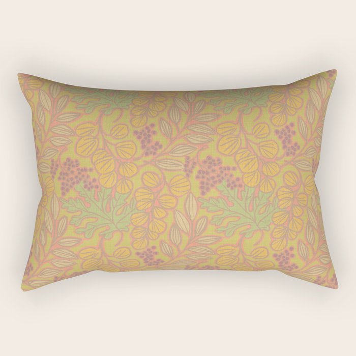 Autumn Leaves and Berries in Golds Rectangular Pillow Gallery Image 2