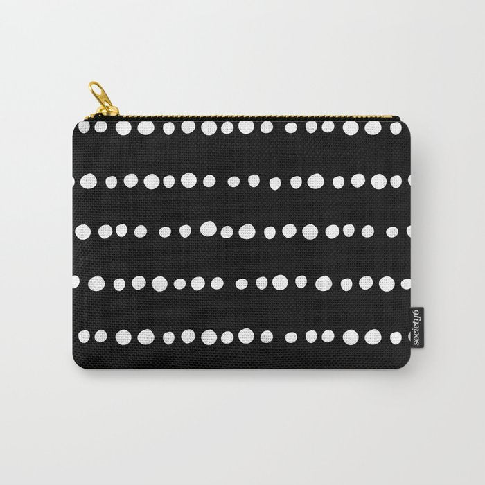 Spotted, Abstract, Black and White, Boho Print Carry All Pouch Gallery Image 1