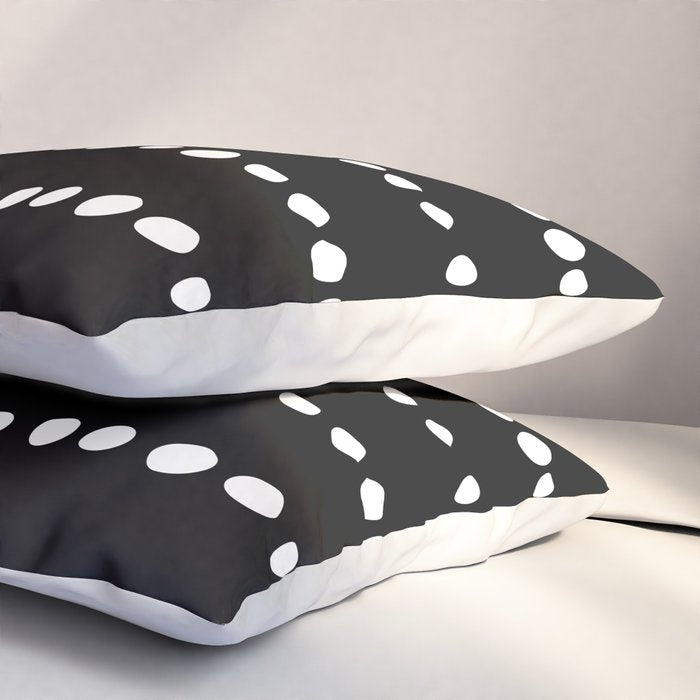 Spotted, Abstract, Black and White, Boho Print Pillow Sham Gallery Image 3