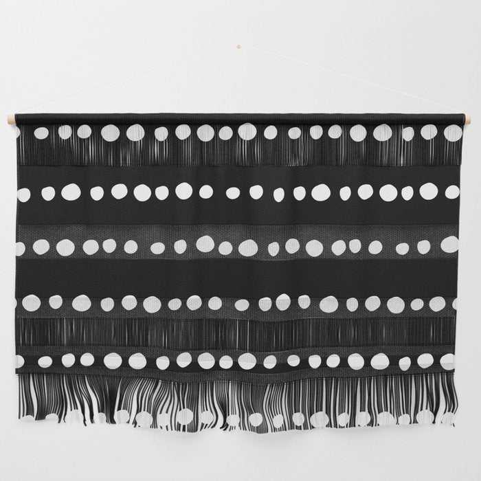 Spotted, Abstract, Black and White, Boho Print Wall Hanging Gallery Image 1