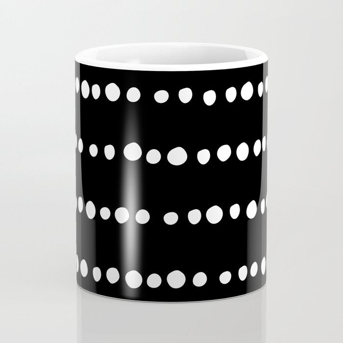 Spotted, Abstract, Black and White, Boho Print Coffee Mug Gallery Image 4