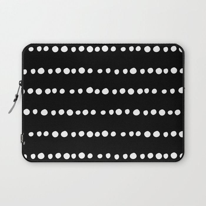 Spotted, Abstract, Black and White, Boho Print Laptop Sleeve Gallery Image 1