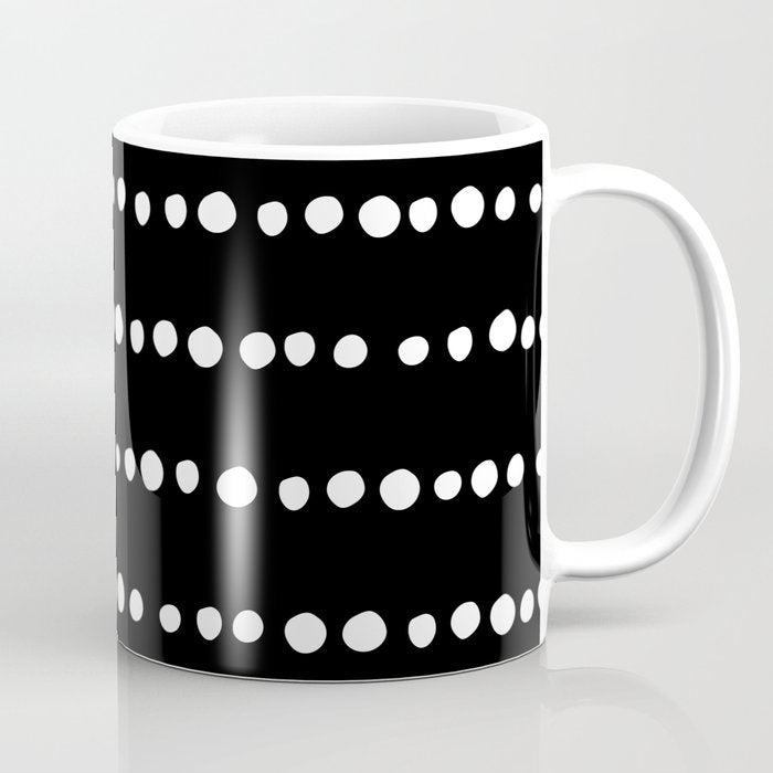 Spotted, Abstract, Black and White, Boho Print Coffee Mug Gallery Image 1
