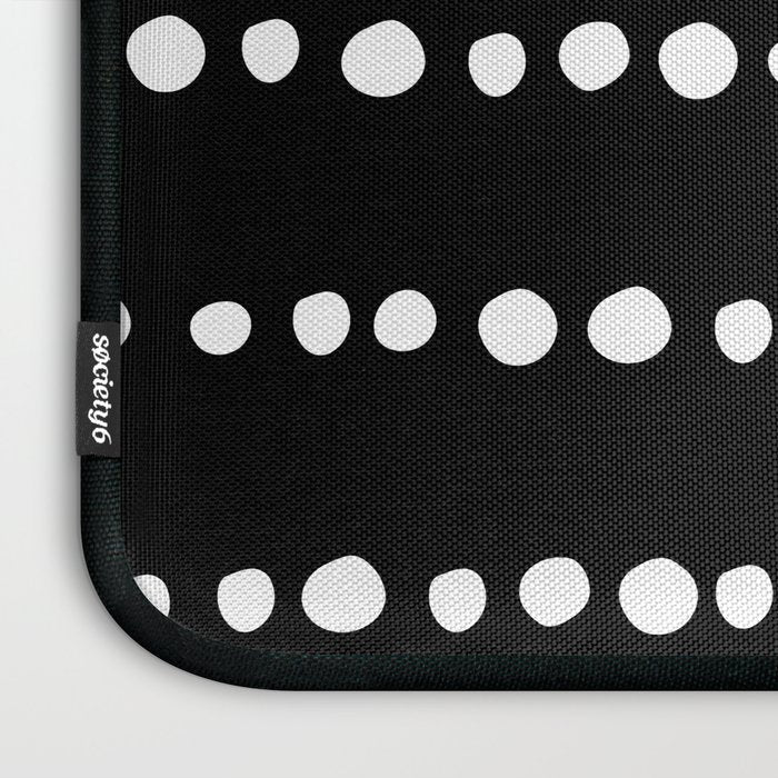 Spotted, Abstract, Black and White, Boho Print Laptop Sleeve Gallery Image 3