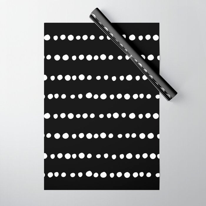 Spotted, Abstract, Black and White, Boho Print Wrapping Paper Gallery Image 1