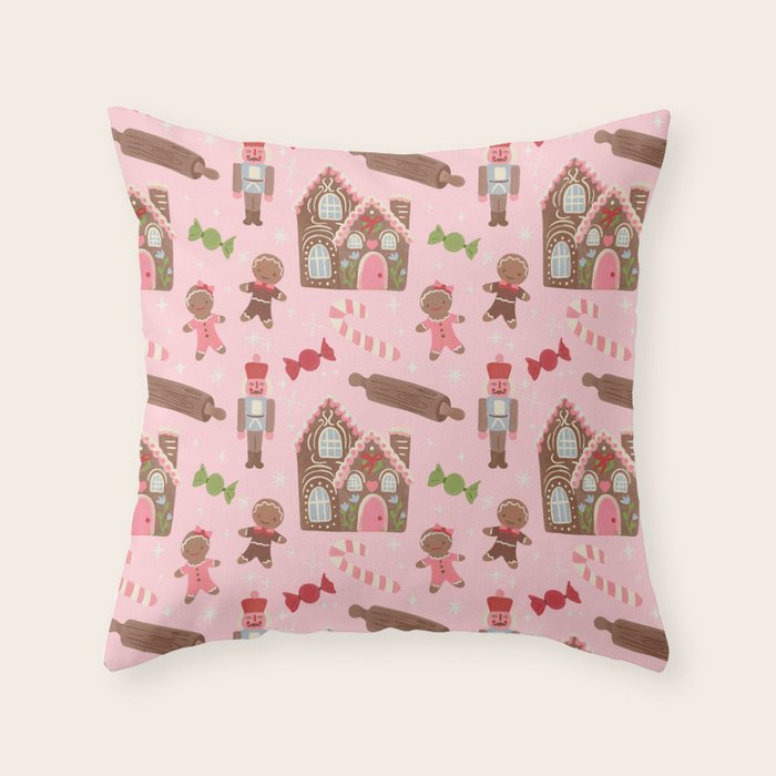 Retro Christmas Baking Wonderland Throw Pillow Gallery Image 1