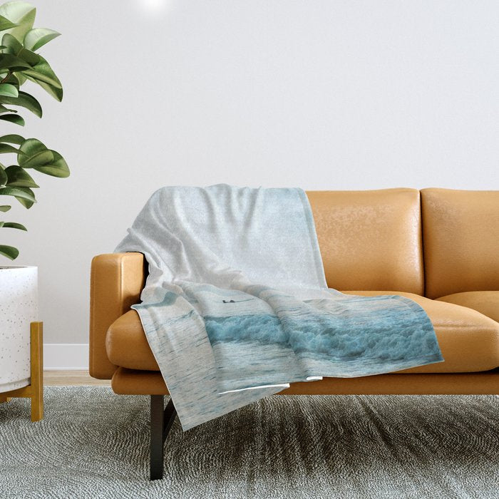 Once your board hits the water  | Surf travel photography print Throw Blanket Gallery Image 1