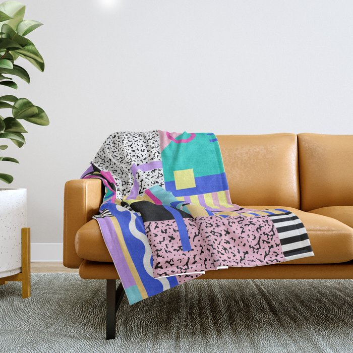 Memphis pattern 119 - 80s / 90s Retro Throw Blanket Gallery Image 1