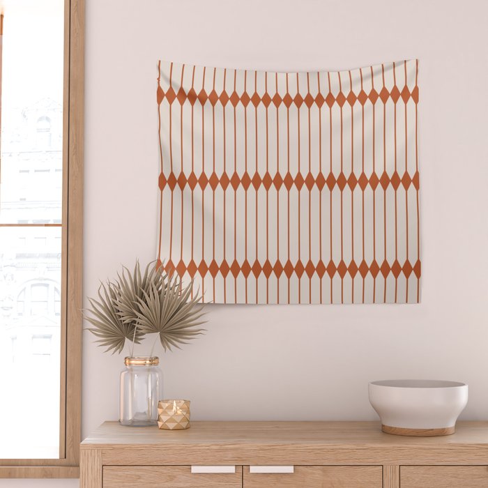 Minimal Geometric Pattern - Coral Wall Tapestry Gallery Image 2