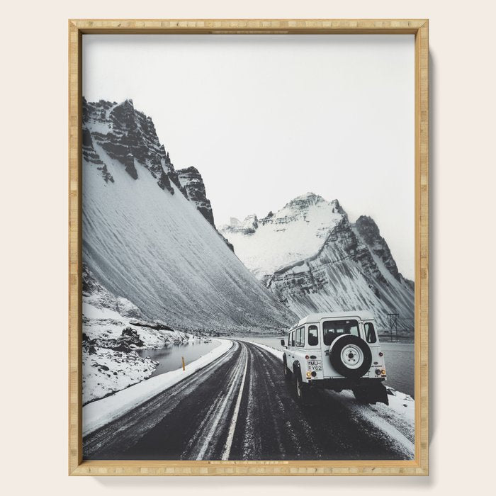 on the road in iceland Serving Tray Gallery Image 1