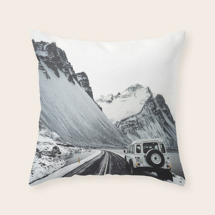 on the road in iceland Throw Pillow Gallery Image 1