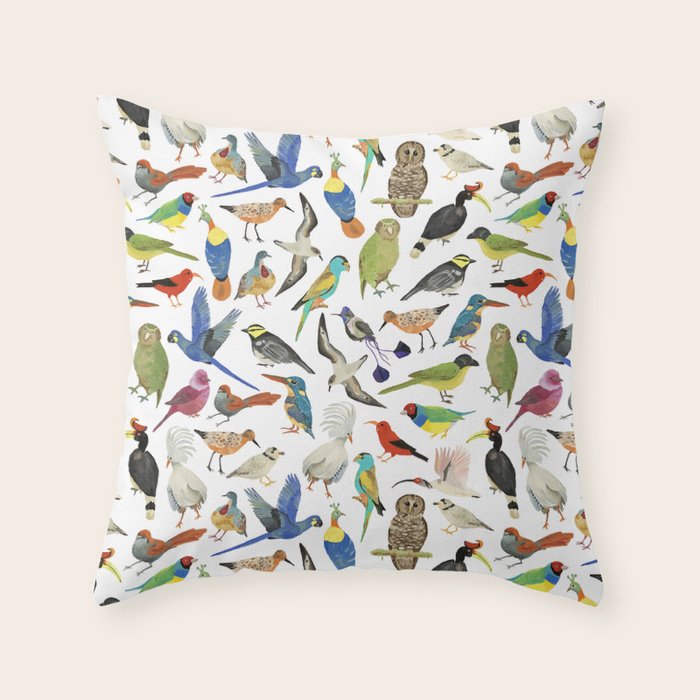 Endangered Birds Around the World Throw Pillow Gallery Image 6