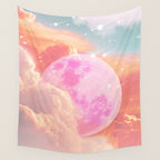 Pink Moon Landscape Wall Tapestry Gallery Image 4