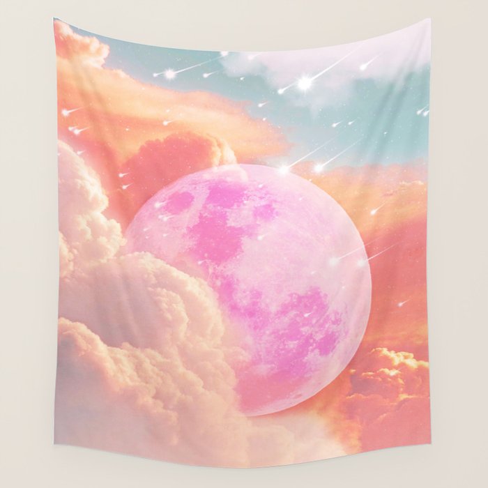 Pink Moon Landscape Wall Tapestry Gallery Image 4