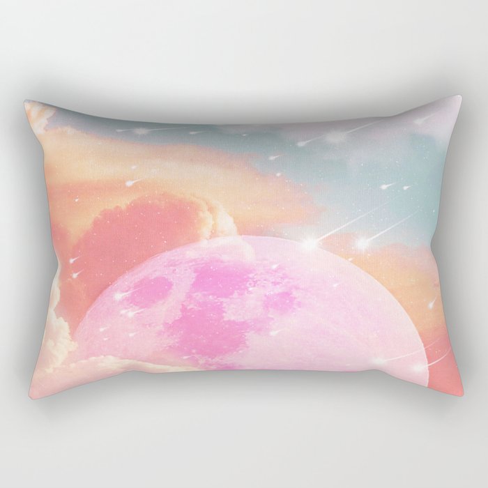 Pink Moon Landscape Rectangular Pillow Gallery Image 1