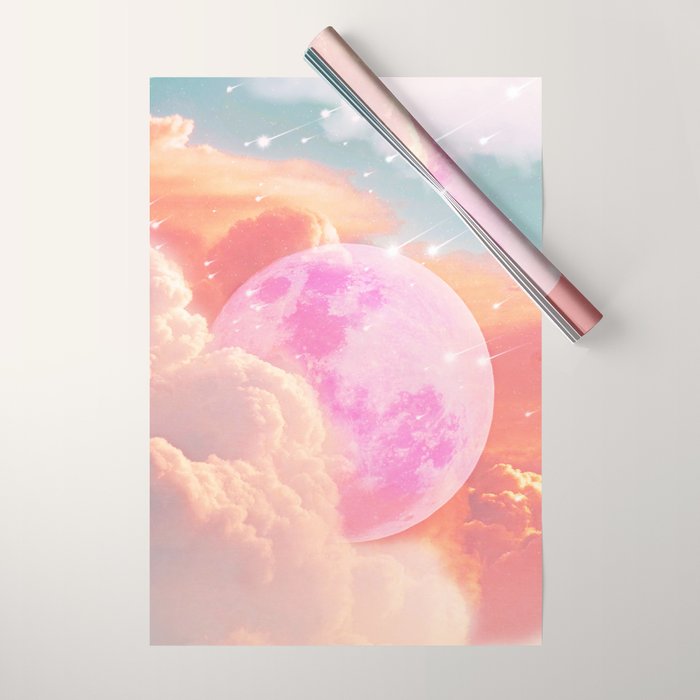 Pink Moon Landscape Wrapping Paper Gallery Image 1