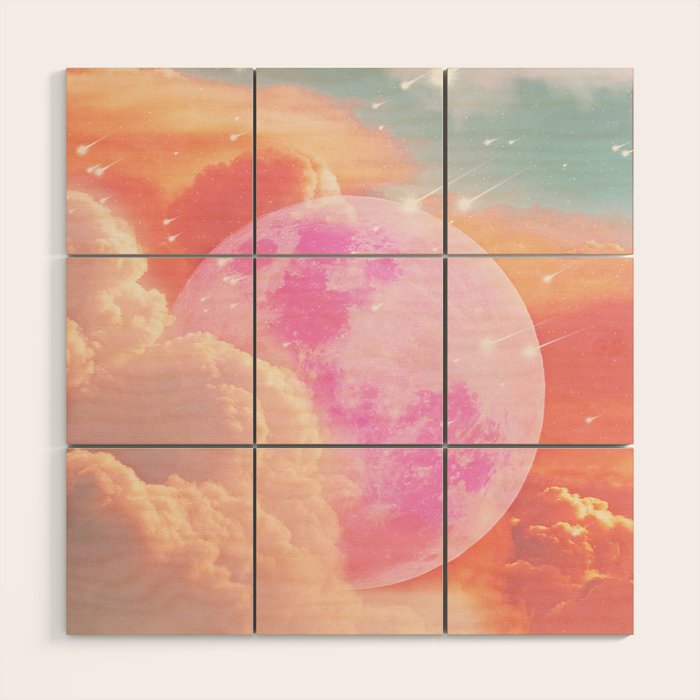 Pink Moon Landscape Wood Wall Art Gallery Image 1
