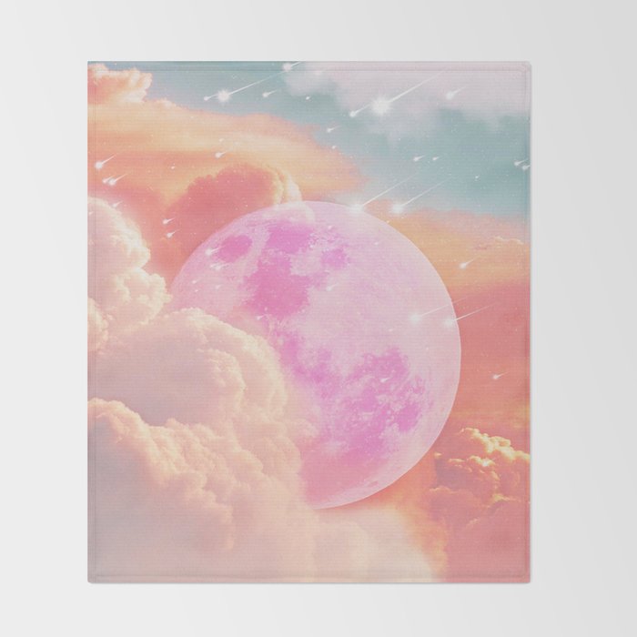 Pink Moon Landscape Throw Blanket Gallery Image 2