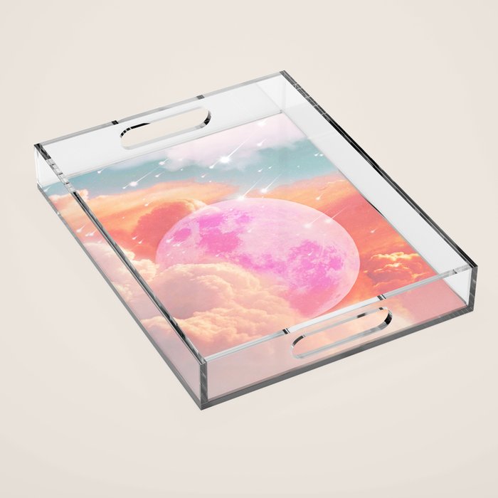 Pink Moon Landscape Acrylic Tray Gallery Image 1