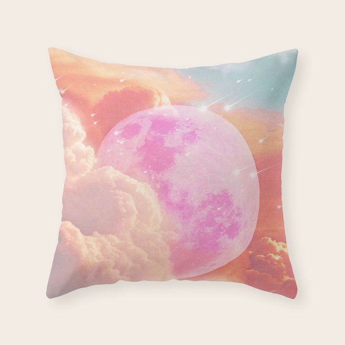 Pink Moon Landscape Throw Pillow Gallery Image 6