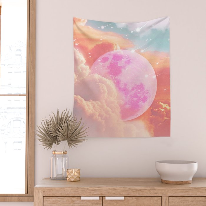 Pink Moon Landscape Wall Tapestry Gallery Image 2