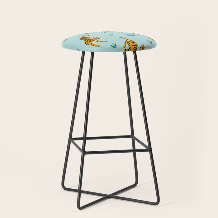 Tigers and tropical leaves. Stool Gallery Image 1