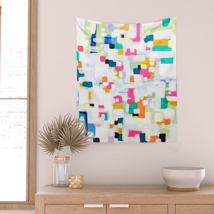 A Thousand Springs Blooming #2 Fun Colorful Abstract Painting by Ejaaz Haniff Wall Tapestry Gallery Image 2