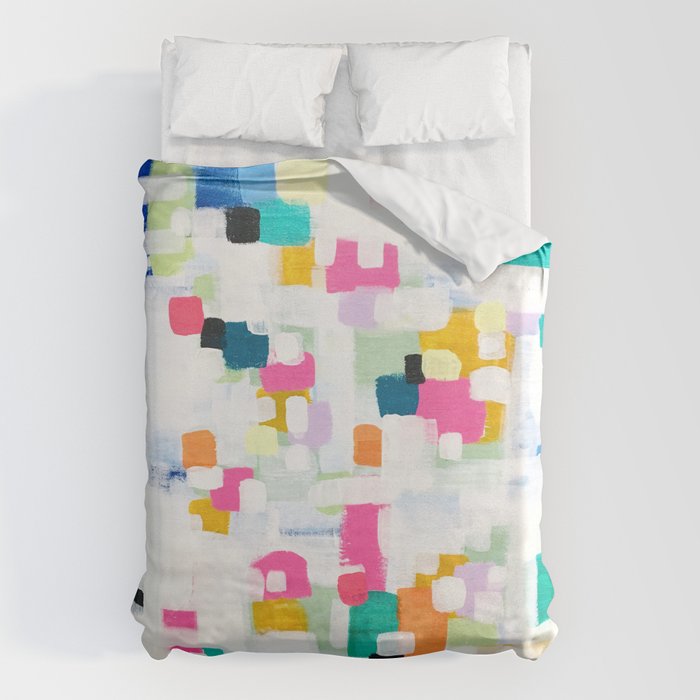A Thousand Springs Blooming #2 Fun Colorful Abstract Painting by Ejaaz Haniff Duvet Cover Gallery Image 1