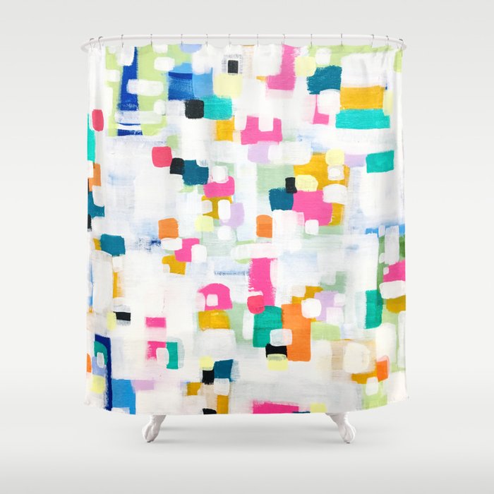 A Thousand Springs Blooming #2 Fun Colorful Abstract Painting by Ejaaz Haniff Shower Curtain Gallery Image 1