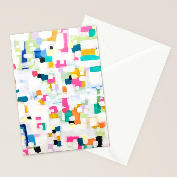 A Thousand Springs Blooming #2 Fun Colorful Abstract Painting by Ejaaz Haniff Stationery Card Gallery Image 2