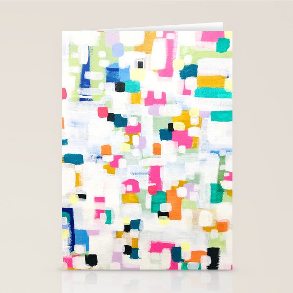 A Thousand Springs Blooming #2 Fun Colorful Abstract Painting by Ejaaz Haniff Stationery Card Gallery Image 1