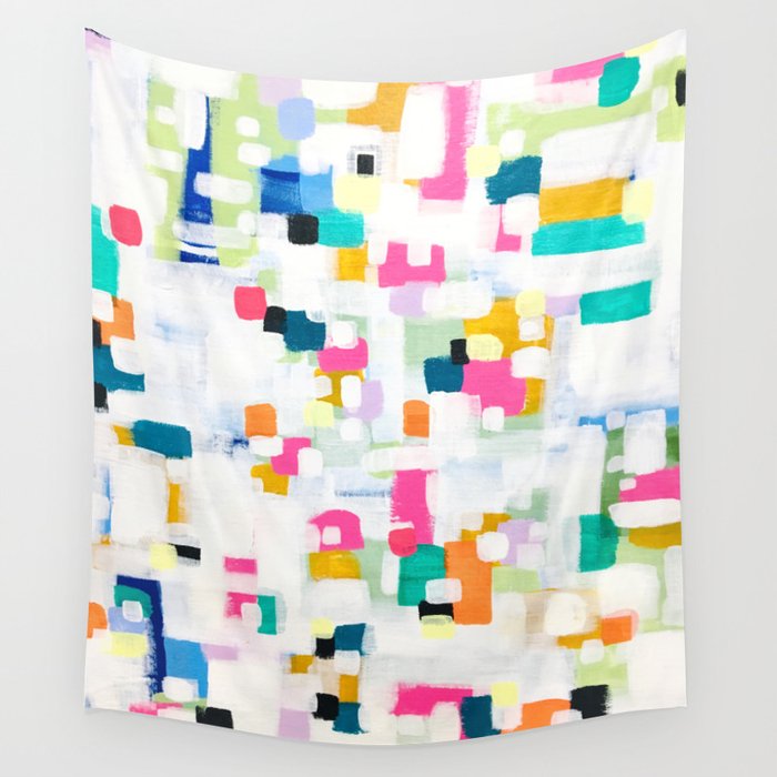 A Thousand Springs Blooming #2 Fun Colorful Abstract Painting by Ejaaz Haniff Wall Tapestry Gallery Image 4