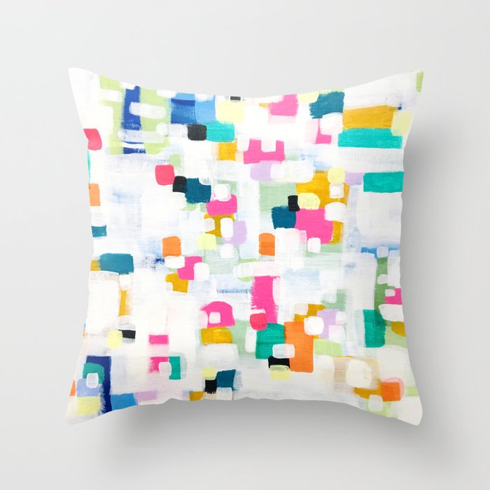 A Thousand Springs Blooming #2 Fun Colorful Abstract Painting by Ejaaz Haniff Throw Pillow Gallery Image 6